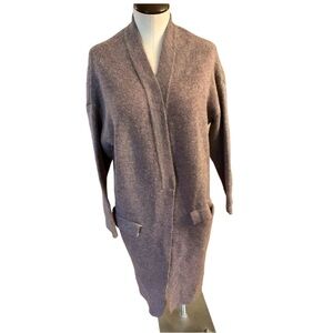 Mango, XS, Brown Wool Blend Long Sweater Cardigan